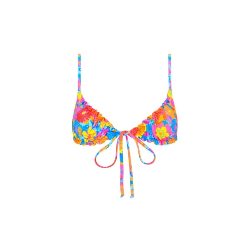 Kulani Kinis Sapphire Sun Floral Ruched Bralette Bikini Top 🌺